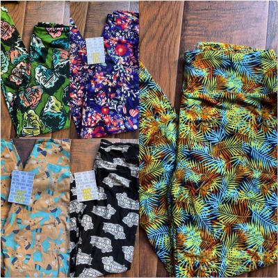 NWT *LOT OF 5*LuLaRoe Leggings OS One Size Vintage Style Halloween, Fox, Camper